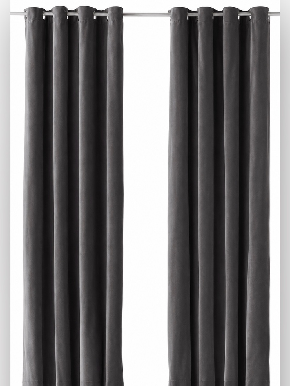 IKEA SANELA Gray Velvet Grommet (Pair) Curtains